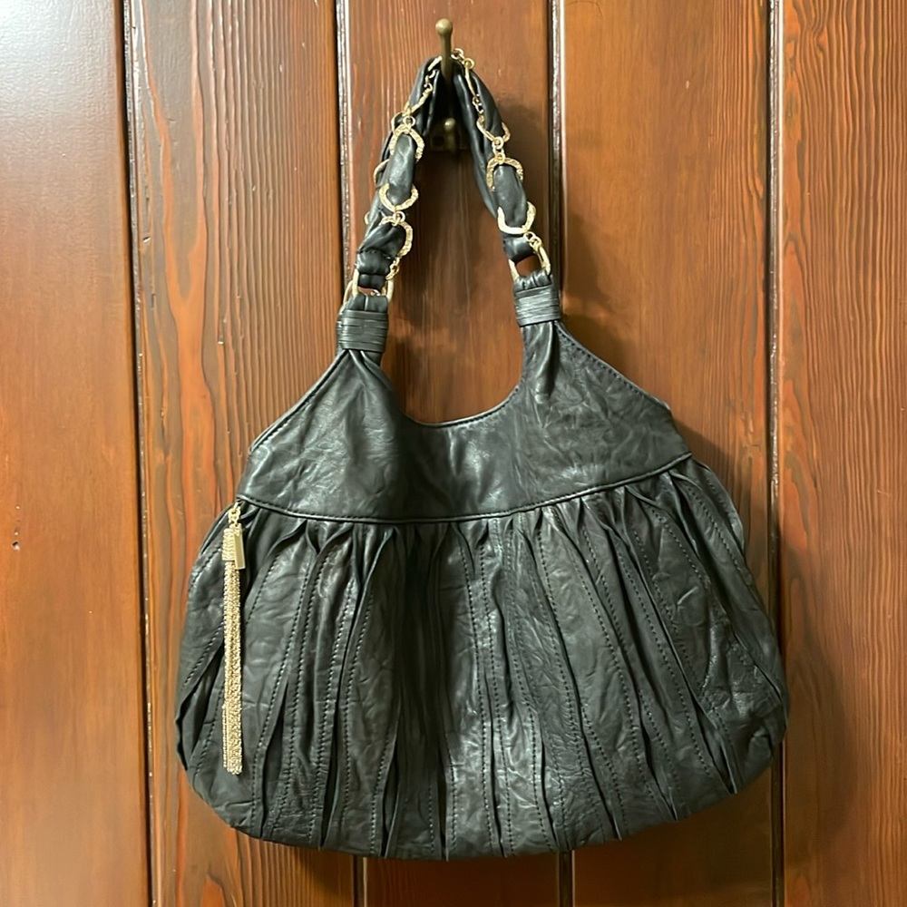 Gorgeous Lambskin Laundry by Shelli Segal Black Handbag.  VGUC